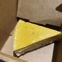 Kaffir lime pie with mango (tasted like vegan cheesecake)  at Greenr Cafe in New Delhi