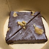 Loco coco brownie was so chocolatey, I enjoyed tasting the date crust on the bottom  at Greenr Cafe in New Delhi