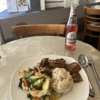 BBQ with rice at HeartFood in Hobart