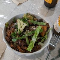 Noodles with soy chunks and vegetables at HeartFood in Hobart
