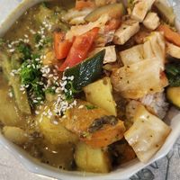 Pumpkin lentil curry with tomato tofu at HeartFood in Hobart
