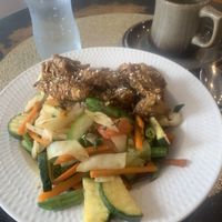 Crispy Soy with Rice and Vegies (Vegan) at HeartFood in Hobart