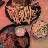 Og burger, seitan bites and mac at V-EDGE in Middlesbrough