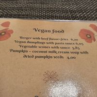 Vegan options on English menu at Lāsīte in Stende
