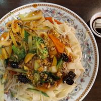 Home-made house noodles with mushrooms and veggies at China-Restaurant Zhong Xin in Vienna
