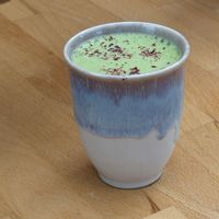 Matcha oatmilk latte at Lean to Coffee in Isle Of Skye