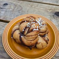 Vegan Cardamom cinnamon bun at Lean to Coffee in Isle Of Skye