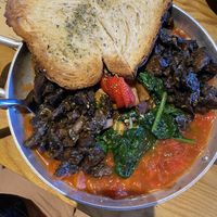 Vegan shakshouka (those MUSHROOMS 😍)  at Zenith Brunch & Cocktails in Barcelona