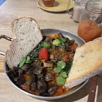 Vegan shakshuka w/ tofu, mushrooms and spinach  at Zenith Brunch & Cocktails in Barcelona
