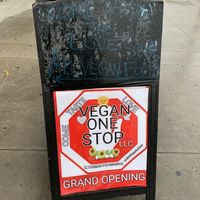 Sidewalk sign at Vegan One Stop  in Cincinnati