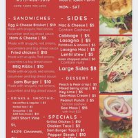 Menu at Vegan One Stop  in Cincinnati