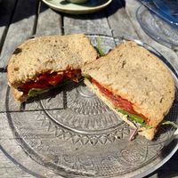 Roasted pepper sandwich on brown bread.   at The Running Fox at Kirkharle in Newcastle Upon Tyne