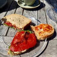 Roasted pepper and hummus sandwich.   at The Running Fox at Kirkharle in Newcastle Upon Tyne