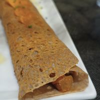 Gallette de setas, espárragos, berenjena y salsa romesco at El Doll Bretó in Terrassa