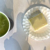 Almond matcha & keto vegan gf lemon square   at Edible Flours in Vancouver