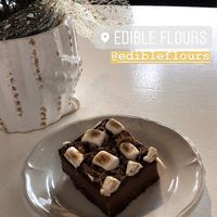 Vegan brownie with marshmallows  at Edible Flours in Vancouver