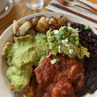 Deluxe vegan huevos rancheros   at Sunlight Cafe in Seattle