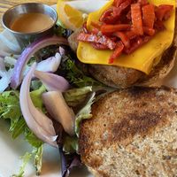Chipotle tofu burger. So crispy!  at Sunlight Cafe in Seattle