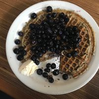 Vegan waffle with blueberry! at Sunlight Cafe in Seattle