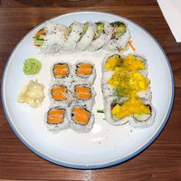 Yam roll, veggie roll, mango tango roll at Kimbap & Sushi in Kelowna