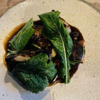 Charred turnip with lions mane steak  at Restaurant Nolla in Helsinki