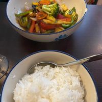 Fresh vegetables with pineapple in traditional Thai sauce.  at Petit Bangkok in Sitges