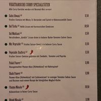 Vegetarian and vegan options in the menu. at Little India in Vaterstetten