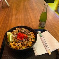 Vegan poke bowl with soba noodles and tofu at Poke Poke in Zagreb