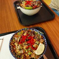 Mine is medium and the one in the background is big at Poke Poke in Zagreb