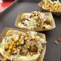 Plant-based dogs with slaw  at Walt Disney World - Casey's Corner in Lake Buena Vista