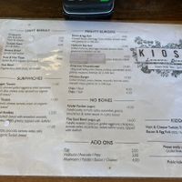 Kiosk menu  at Kiosk Lennox Beach in Lennox Head