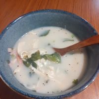 Egg and ham soup at Vegan Resort 啼岸 in Taipei