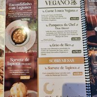 vegan menu! at Sabor da Serra in Lencois