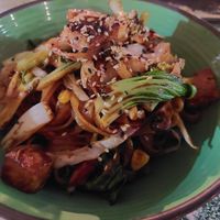 Noodles + tofu + veggies at Momoland in Gran Canaria