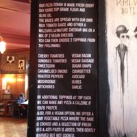 pizza menu at The Railway Hotel in Southend-on-sea