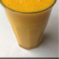 Vegan mango lassi  at Blue Brick Cafe in South East London