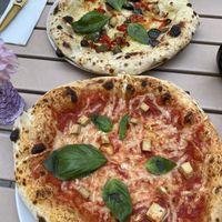 Vegan Pizza margarita with tofu and vegan pizza Bianca   at Wolke in Vienna