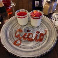 Oat cream panna cotta with fresh strawberries (7.90€) at Gioia in Dusseldorf