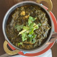 Vegan tofu "palak paneer" (spinach)  at Yatra Restaurant - Porvoo  in Porvoo