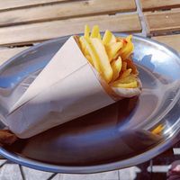 Vegan gyros with fries at 269 Fast Vegan Food in Crete