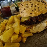 Vegan Falafel burger at Basal Grill & Beach in Gran Canaria