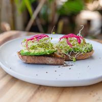 Avocado toast at Plant Based Paradise Kailua in Kailua