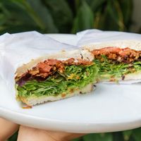 The world famous B.L.A.T. Sandwich at Plant Based Paradise Kailua in Kailua