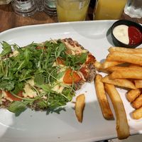 Mediterranean vegan Milanesa with fries at La Cantina in Tauranga