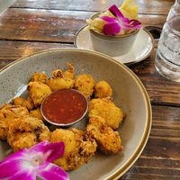 Fried Cauliflower with a side of Cabbage at 14 Parishes on Oak in New Orleans