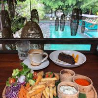 Fish and chips, chocolate cake at Titi Batu in Ubud
