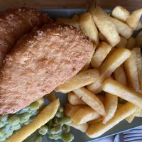 Fishless fish and chips  at VK Plant Based Diner in Waterlooville