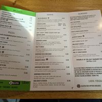 Main menu at VK Plant Based Diner in Waterlooville