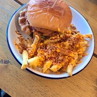Biscoff Burger with Dirty Loaded Fries at VK Plant Based Diner in Waterlooville