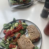 Hummus Avocado Sandwich and Falafel Waffle   at Cafè 66 in Stralsund